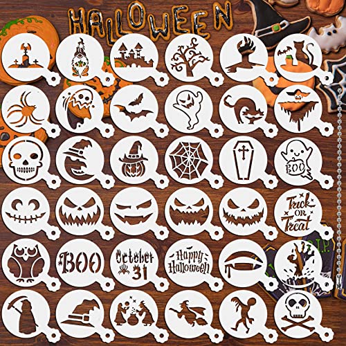 JULBEAR 36Pcs Halloween Cookie Stencils Reusable...