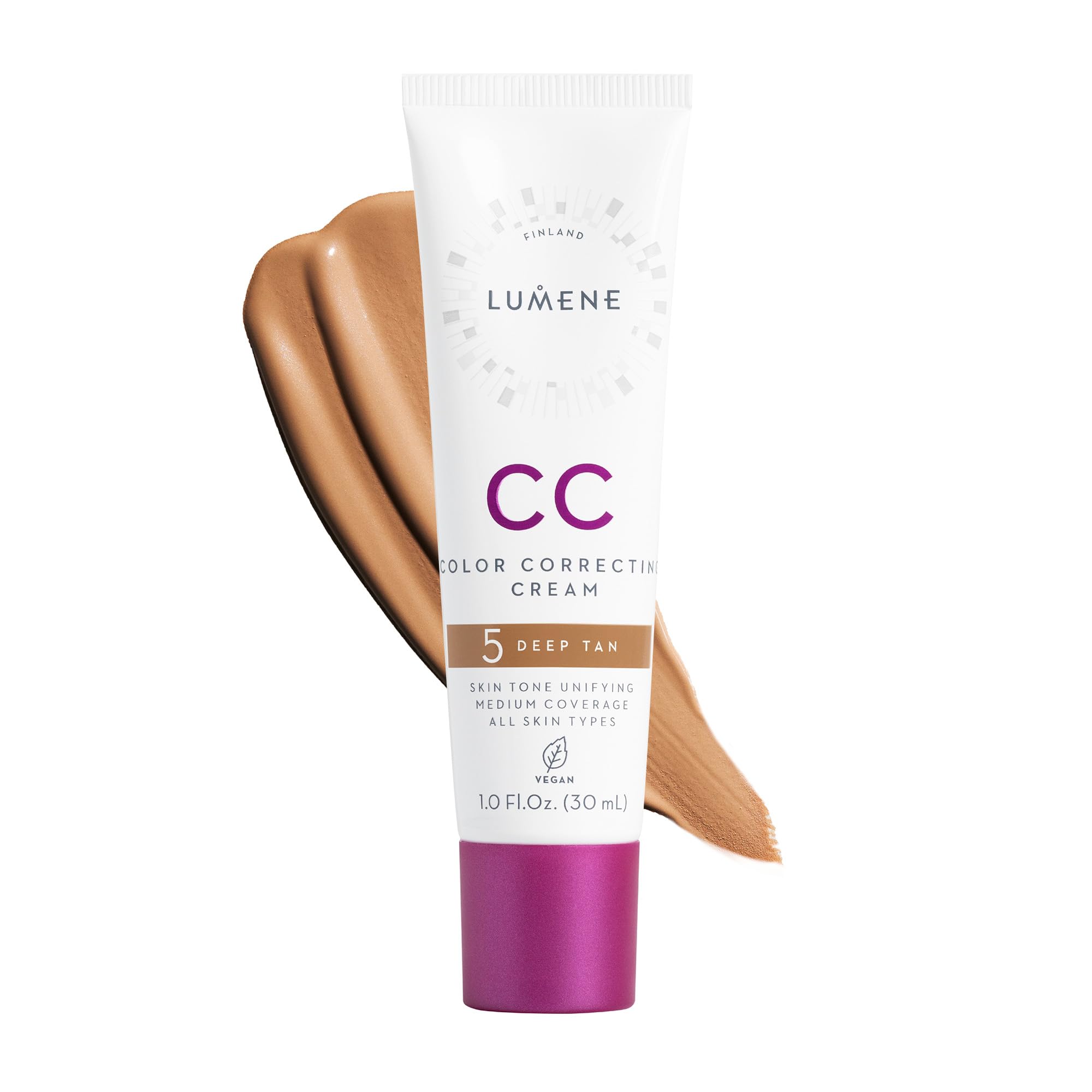Color Correcting CC Cream - Lightweight Foundation - Medium Coverage - Redness Reducing Face Makeup for Glowing Complexion - Vegan Formula + Suitable for All Skin Types - Deep Tan (1 fl oz)