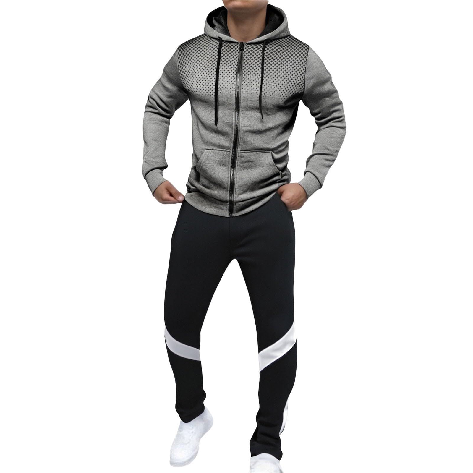 Chándal de hombre deportivo transpirable cómodo sudaderas con capucha y pantalones gimnasio anchos jogging conjuntos deportivos Streetwear Otoño Invierno Set Tracksuit Con Bolsillos Casual Completo