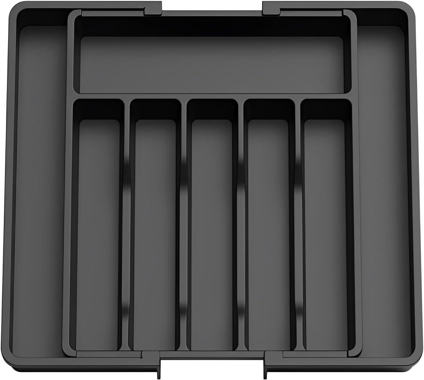 Beauenty Silverware Drawer Organizer,Expandable Utensil Organizer,Adjustable Kitchen Flatware Organizer Large Capacity Utensil Organizer and Storage Cutlery Tray for Spoons Forks Knives(Black)
