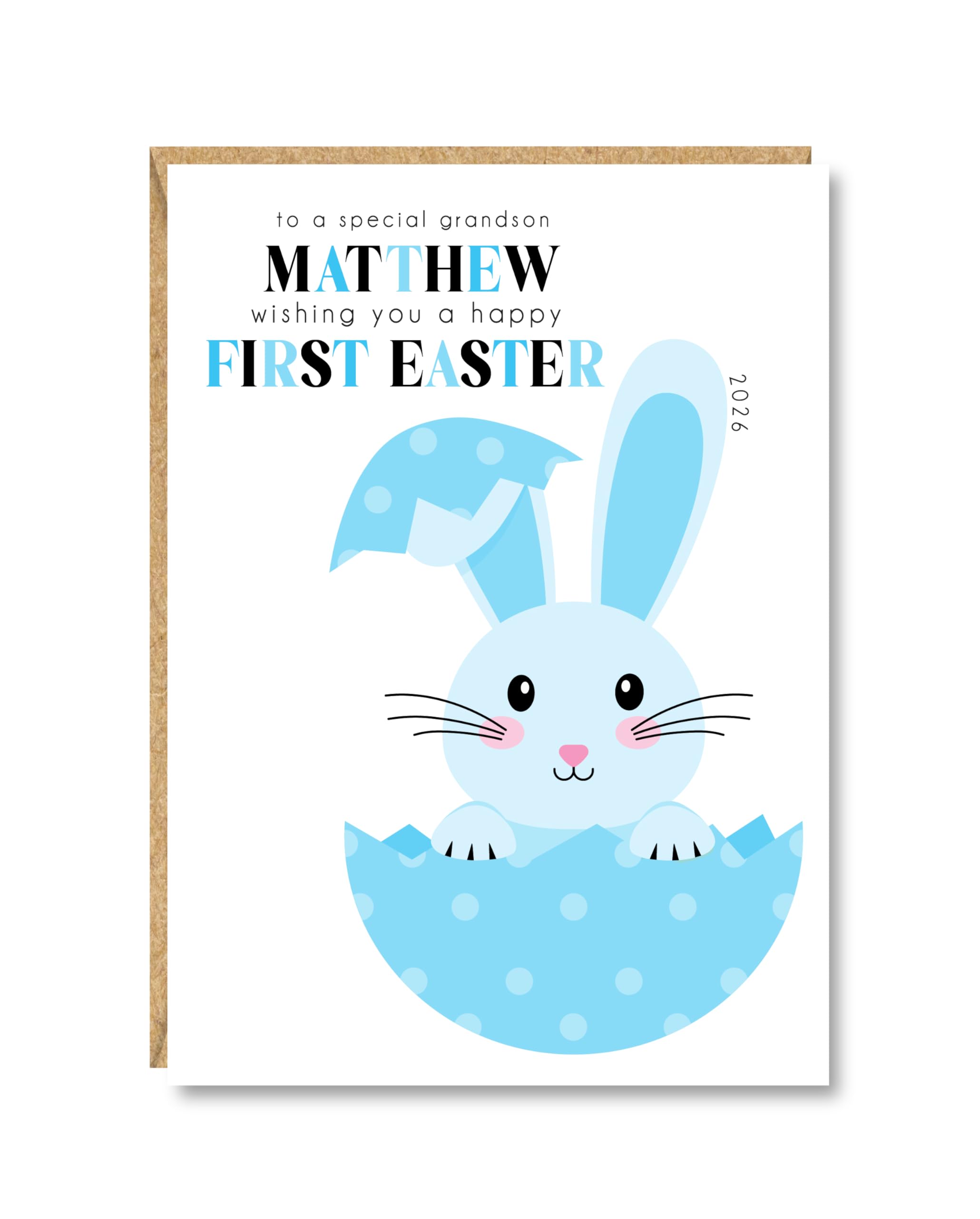 Personalised Boy Easter Card/First 1st Easter Card, A5 size, Son, Grandson, Nephew, Great Grandson, Godson, Brother, Friend