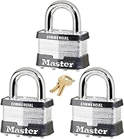 Vista 9 de Master Lock Candado: cuerpo de 2 pulgadas de ancho x grillete de 1 pulgada de largo, cuatro (4) cerraduras iguales con llave con 8 llaves, 5 NKA-4