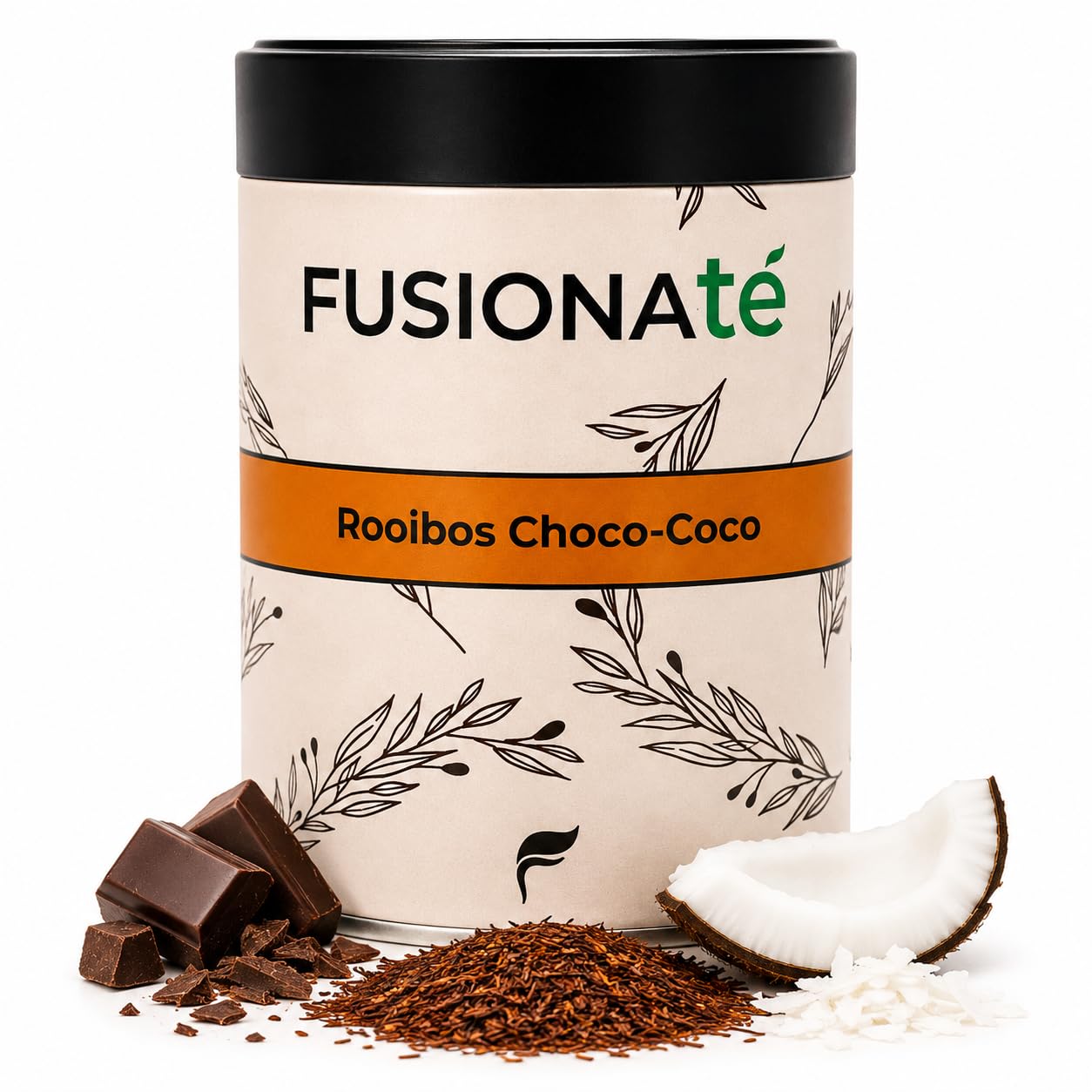 FUSIONATE Rooibos Cacao y Coco 150g Alternativa Chocolate Caliente Infusión Sin Cafeína