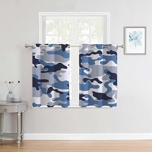 Miniatura 2 de Cortinas Camouflage Grommet Short Curtain Divider Cortinas para Ventanas De Cuarto 55Inch Width by 72Inch Length,2 Panels