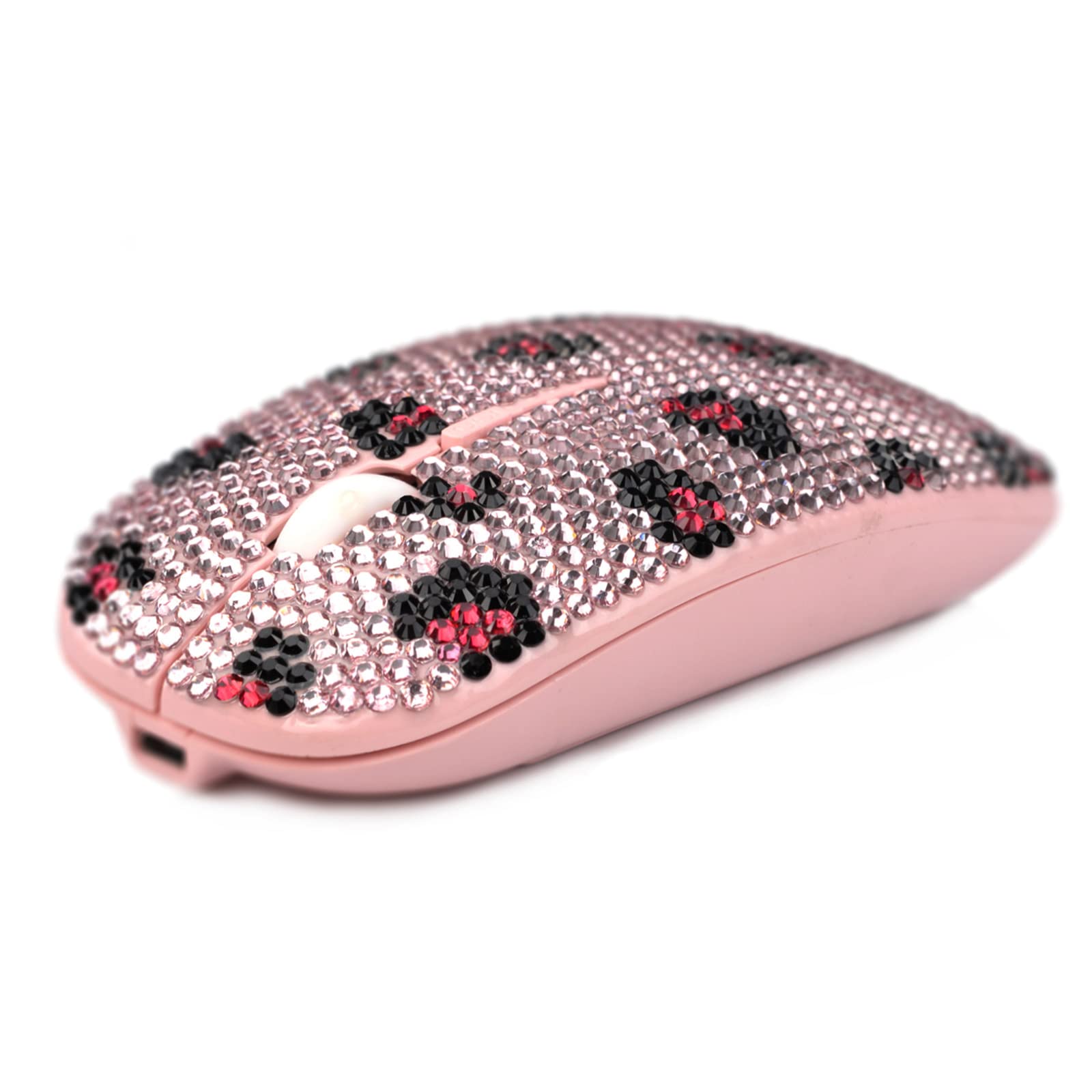 SA@ Bling Wireless Mouse, Pink Rhinestone Sparkly Computer Mouse with USB Receiver for Girls, Bedazzled Leopard Mice for Notebook, PC, Laptop, MacBook