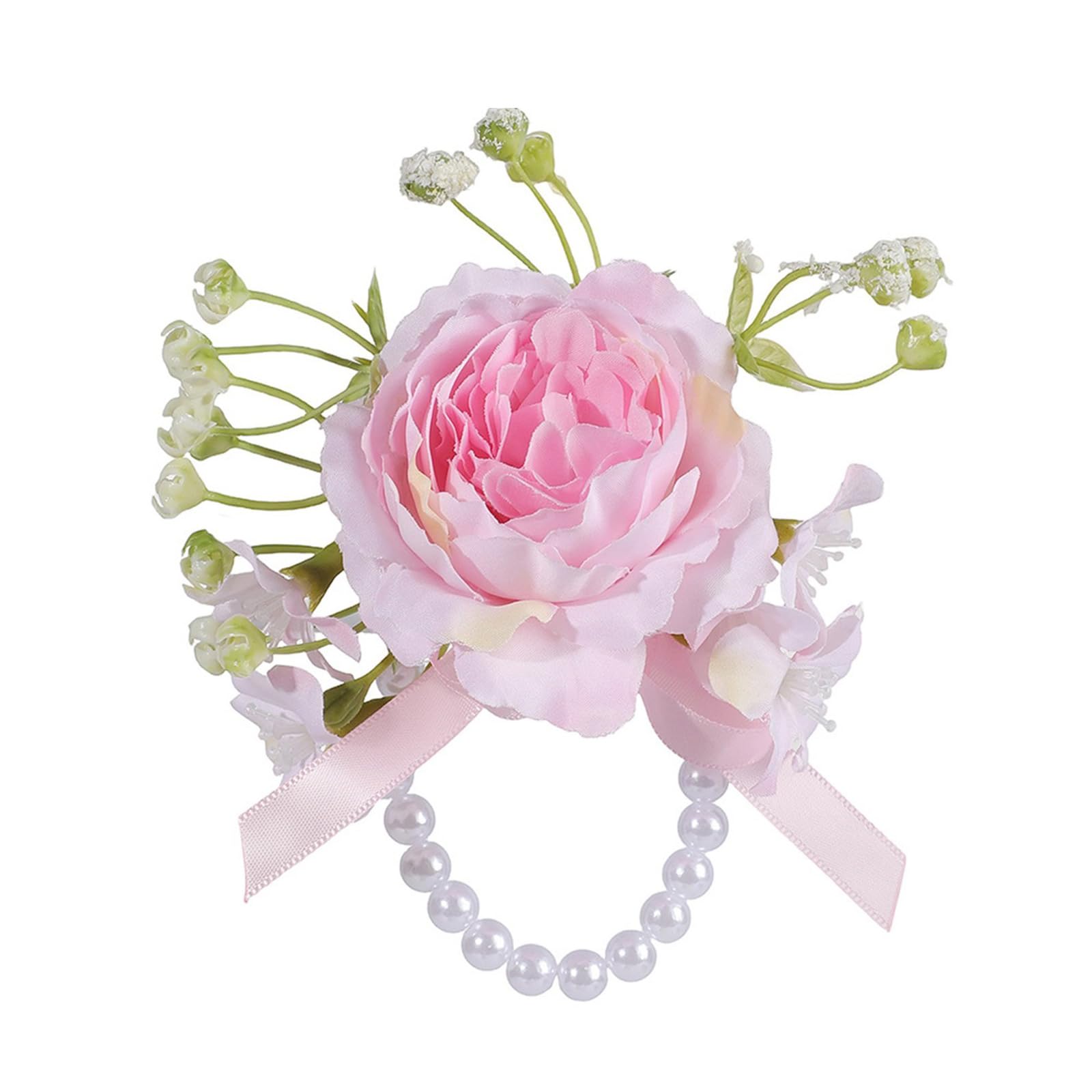 Piceioep Pearls Wrist Corsage Artificial Flower Wristband for Bride and Bridesmaids Wedding Ceremony Dressingup Props Wedding Wrist Corsage for Bride