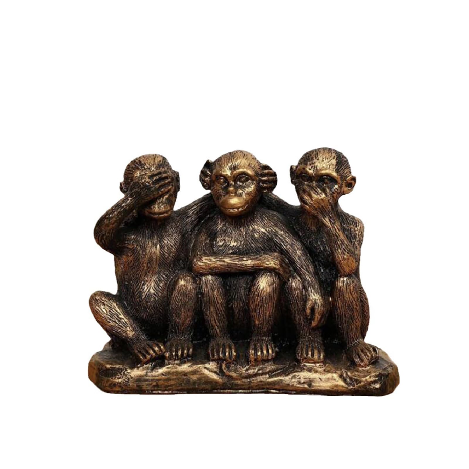 3 Wise Monkeys Statues, Hear No Evil, See No Evil, Speak No Evil Monkey Statue, Home Decorations Office Ornament Jungle Figurines Gift Collection (Bronze)
