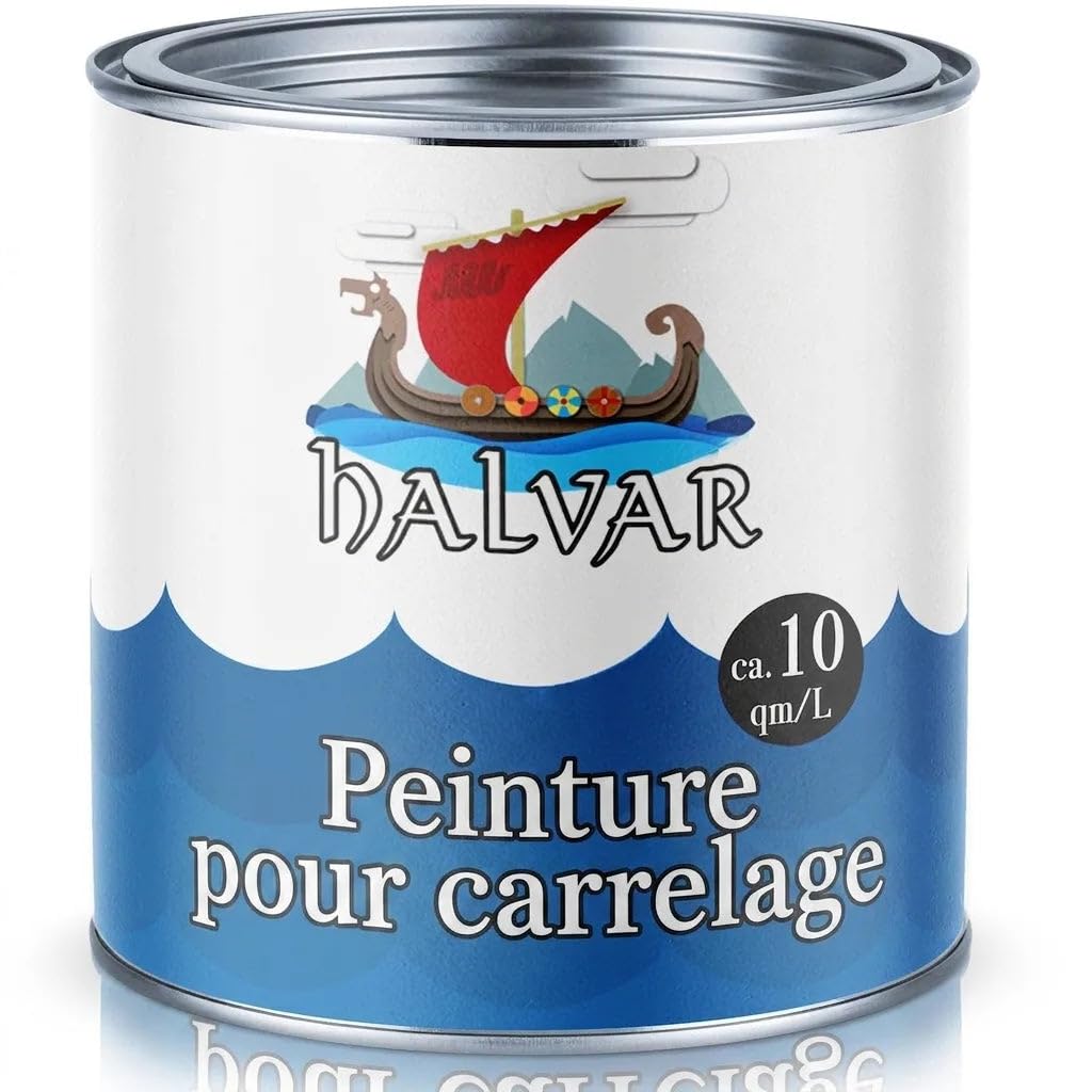 Peinture carrelage scandinave 2-K brillant blanc gris blanc cassé gris anthracite clair argent noir TOUS RAL - peinture carrelage deux composants haute couvrance (2,5 L, cassé) Halvar
