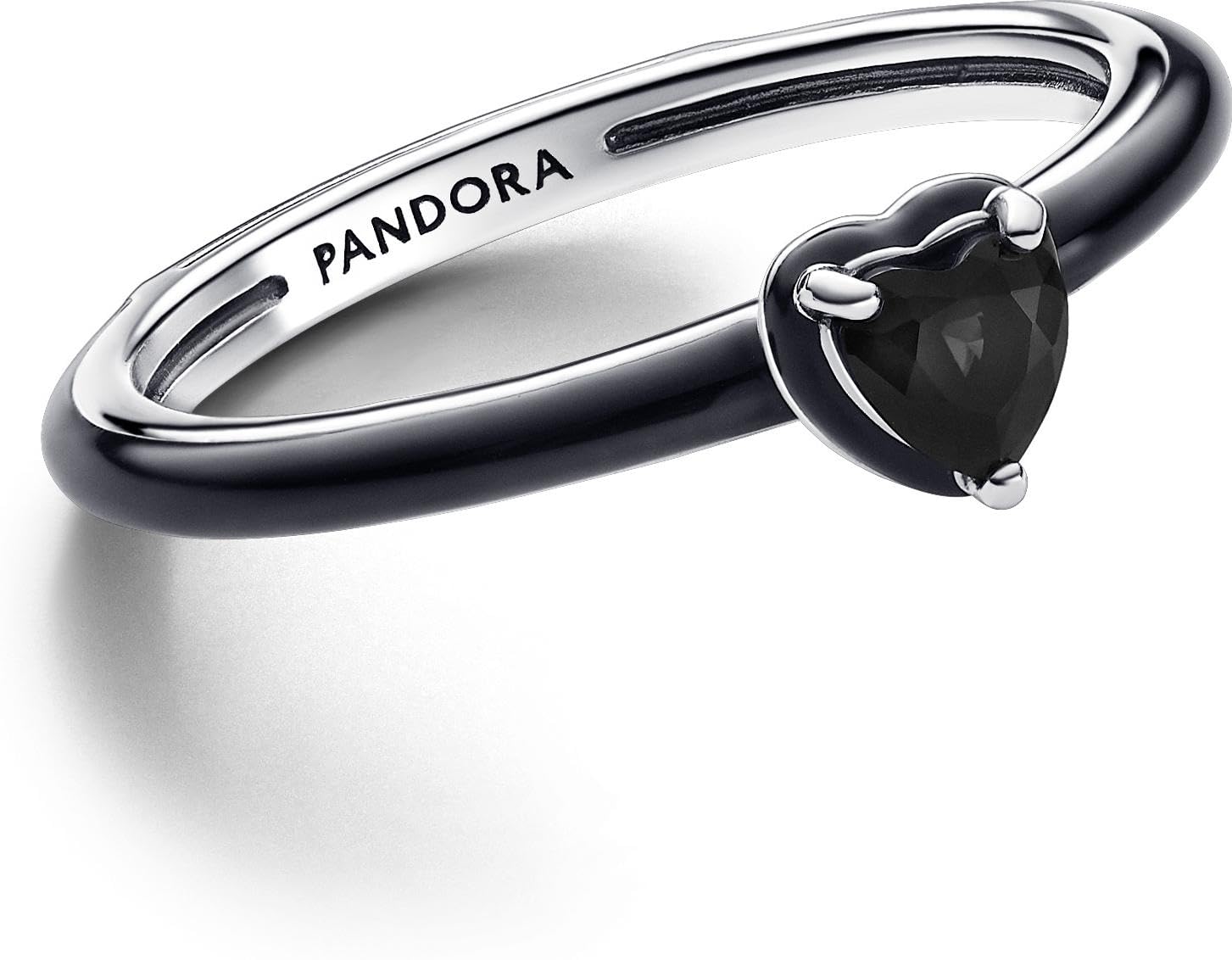 PANDORA ME - Anello in argento sterling con cristallo nero a forma di cuore e smalto nero