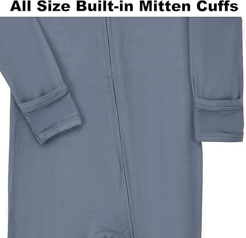 Miniatura 7 de Aablexema Pijama sin pies con cremallera y mitón, rayón de bambú, pijama de manga larga para bebé