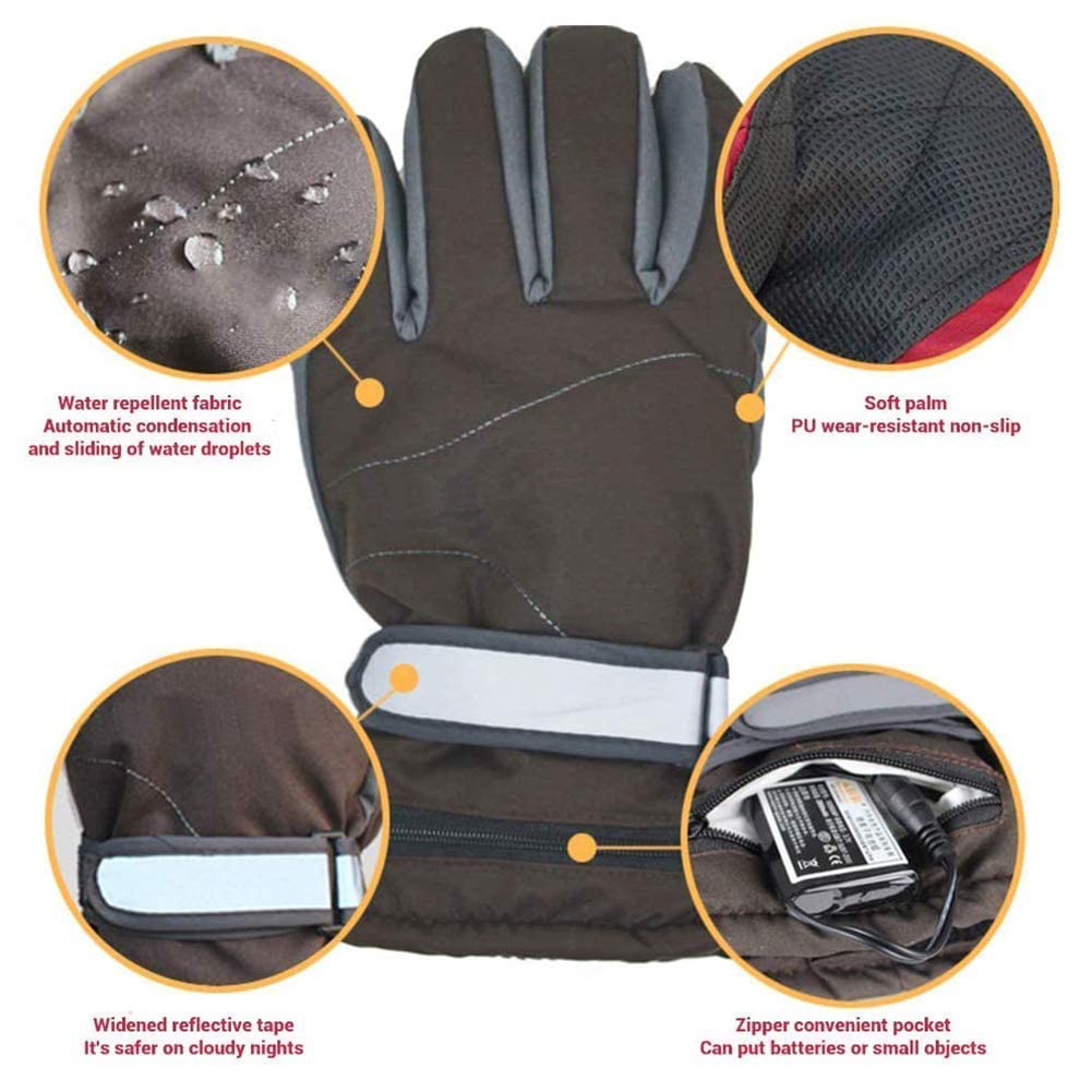 SBTXHJWCGLD Guantes térmicos eléctricos Guantes térmicos cálidos de Invierno Guantes Impermeables con batería Recargable para Senderismo Carreras de Motos Montar para Montar Ciclismo Pesca Esq