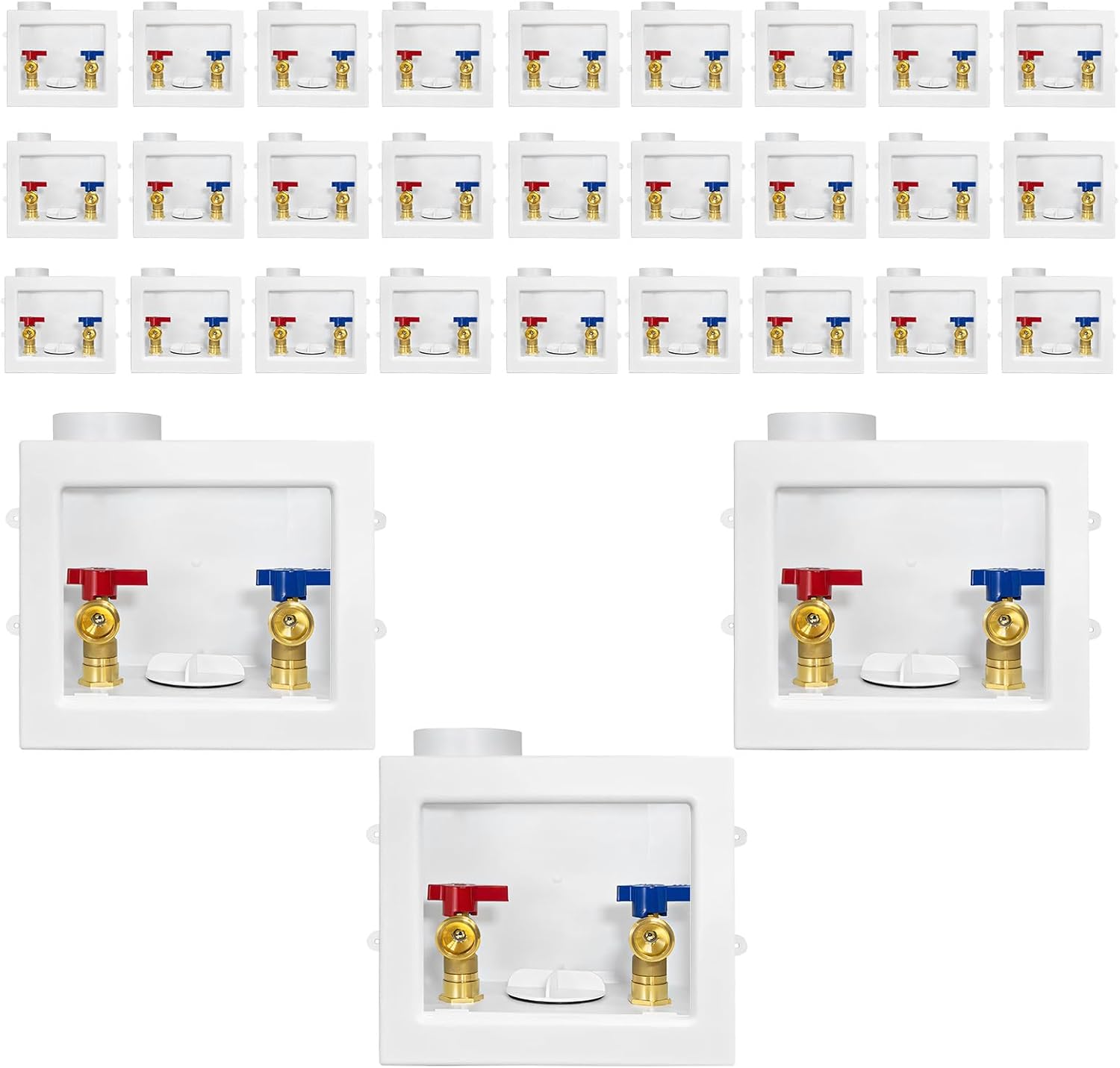 (Pack of 2) Niikappu Washing Machine (Laundry) Outlet Box, Center Drain/Side Drain, 1/2 Inch CPVC Inlet x 3/4 Inch MHT Outlet Connection, with Copper Water Hammer Arrestor(WM014-2Pack)