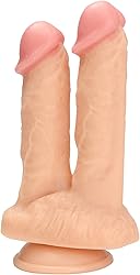 Consolador Doble Consolador Anal Consolador Realista Dong Real con Ventosa Potente Material de Silicona Suave Vagina Anal Doble Estimulación Juguete Sexual para Parejas Sexo Extremo Réplica de Pene