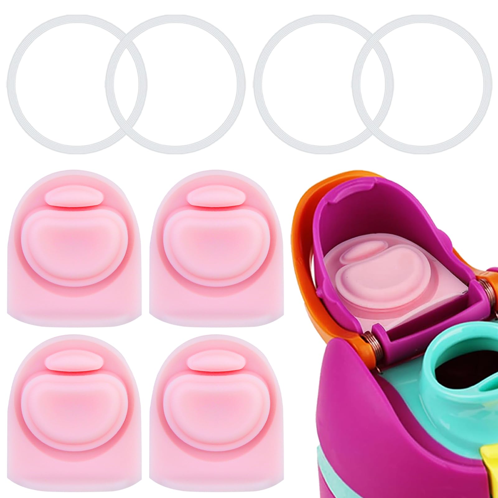 BMSQOFD 4 Sets Replacement Lid Rubber Seal for Owala FreeSip 24oz 32oz, Replacement Stopper and O Ring Gasket Parts Compatible with Owala 16/19/24/32/40oz Water Bottle Insert Silicone Accessories B3