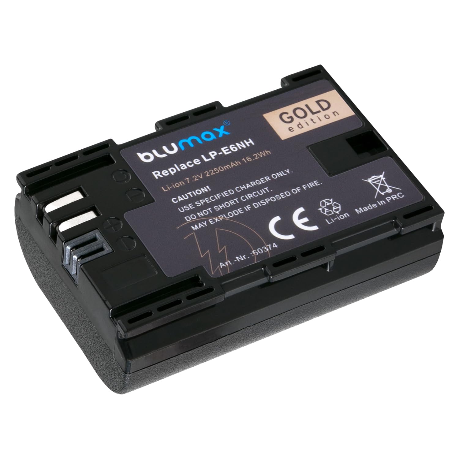 2X Blumax Batterie de Rechange pour Canon LP-E6NH |- 2250 mAh -| LP-E6N LP-E6 pour Canon EOS R Ra R6 R7 5D Mark II III IV 5DS R 7D 80D 90D XC10 XC15
