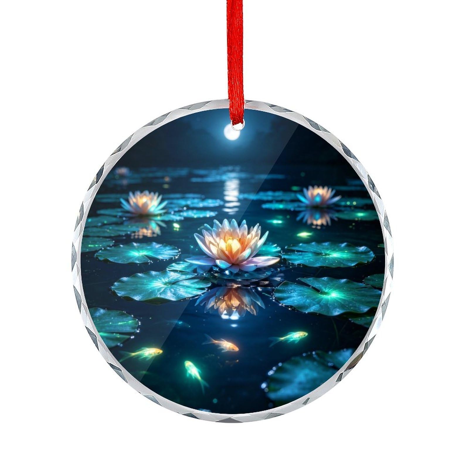 Btcowzrv Style Lotus Flower Round Ornament Hanging Pendant Decor