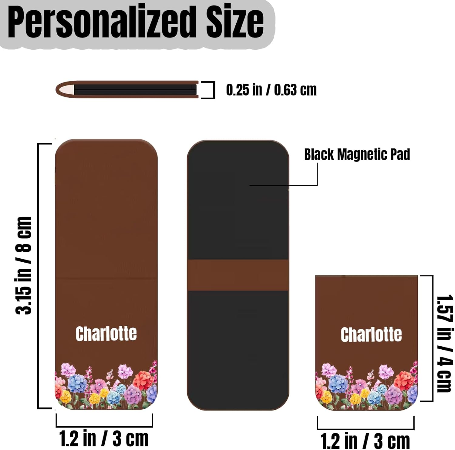 Personalized Magnetic Bookmark, Custom Leather Bookmark Birth Flower with Name, Customized Bookmarks Gifts for Book Lovers, Birthday, Christmas, Book Accessory - Image 2