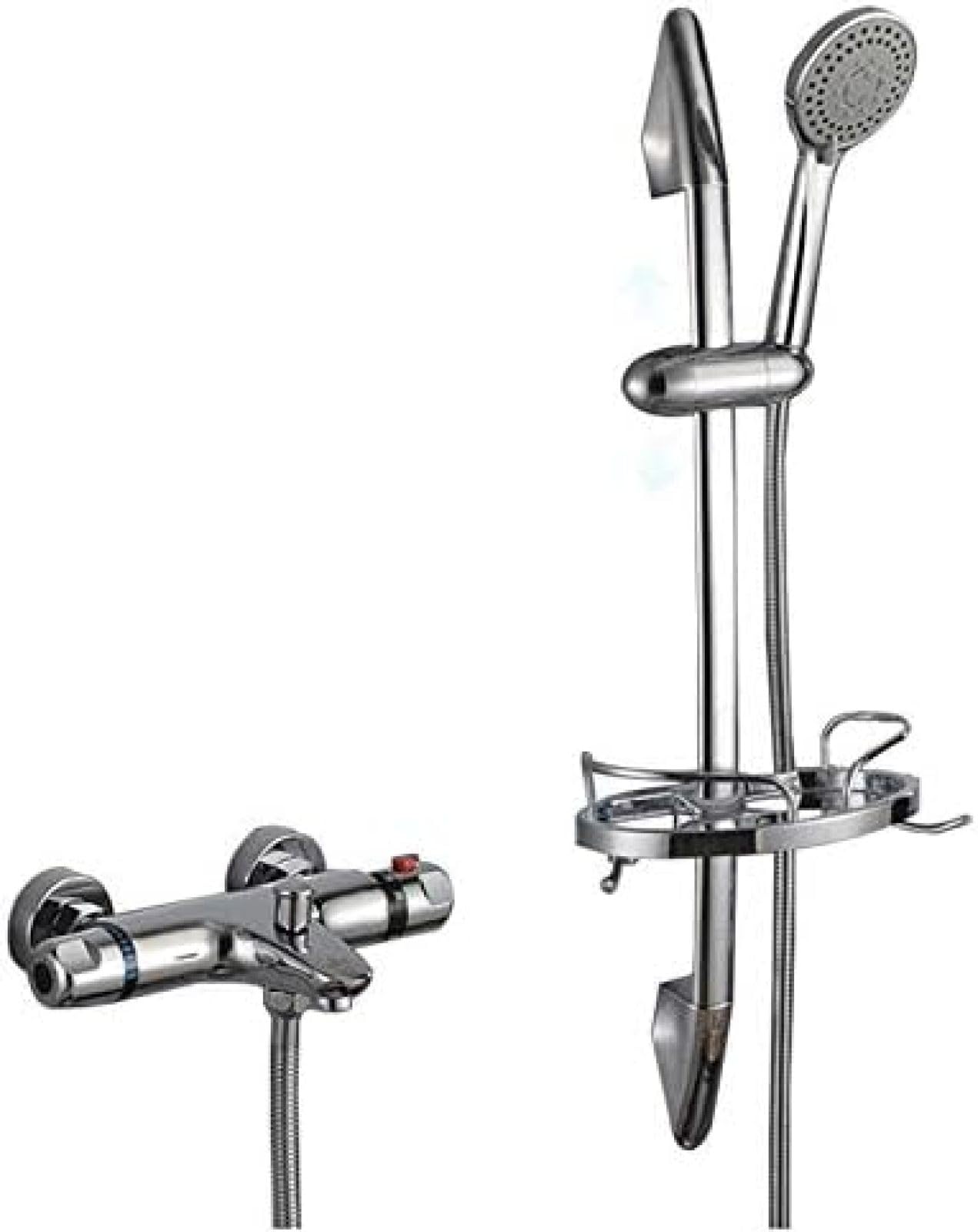 NZPOST Shower Faucet Set Bathroom Thermostatic Faucet Chrome Finish Mixer Tap with,ABS Handheld Lifting R
