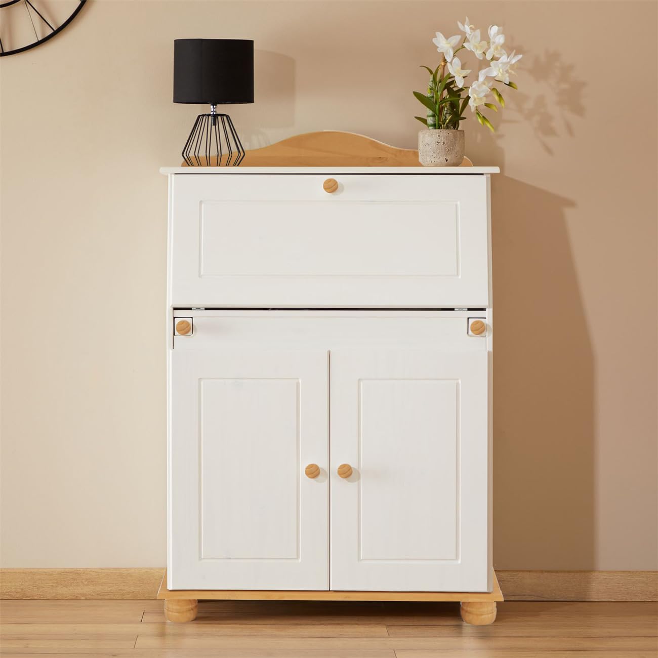 Bureau secrétaire avec abattant David en bois massif pour aménager le salon