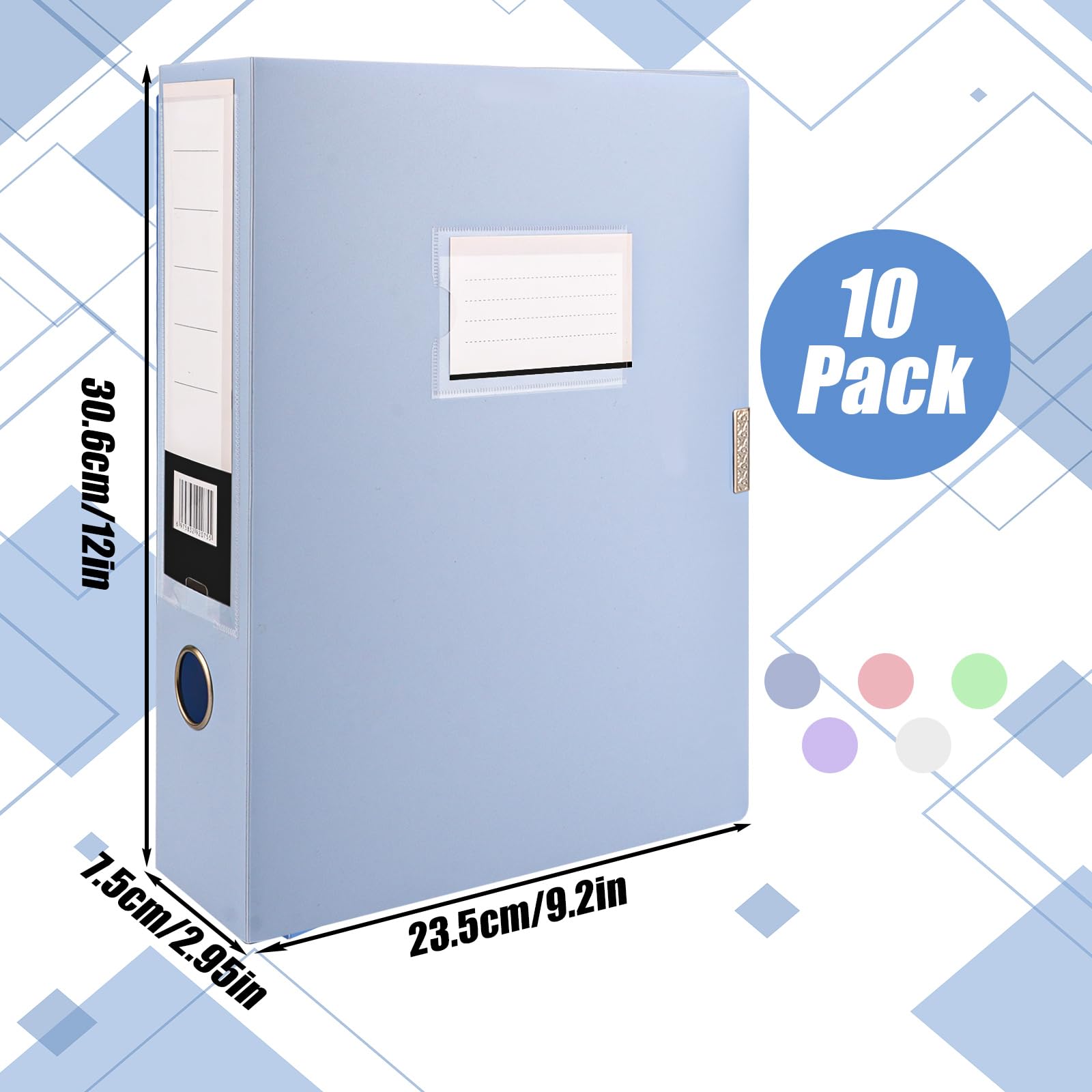 CYEER 10 Pack Box Files, Colored Plastic Box File A4 Filing Boxes 75mm Spine, Foolscap Box Files Box Folders for Paperwork A4 Document - Image 2