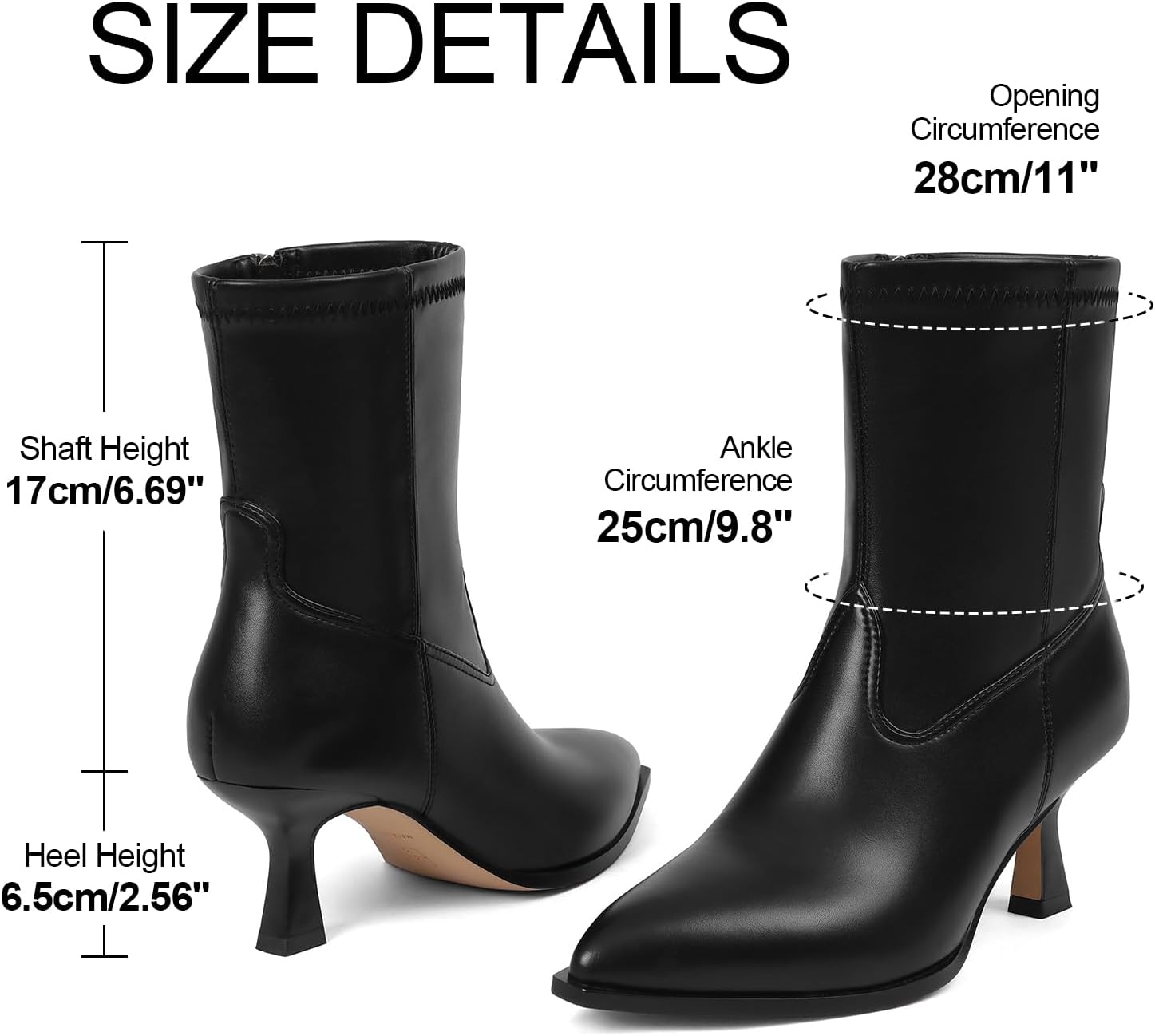 VOMIRA Ankle Boots for Women Pointy Toe Stacked Kitten Heels Black Boots for Women Side Zipper Leather Short Boots Fall Winter Ankle Booties Shoes - Image 5
