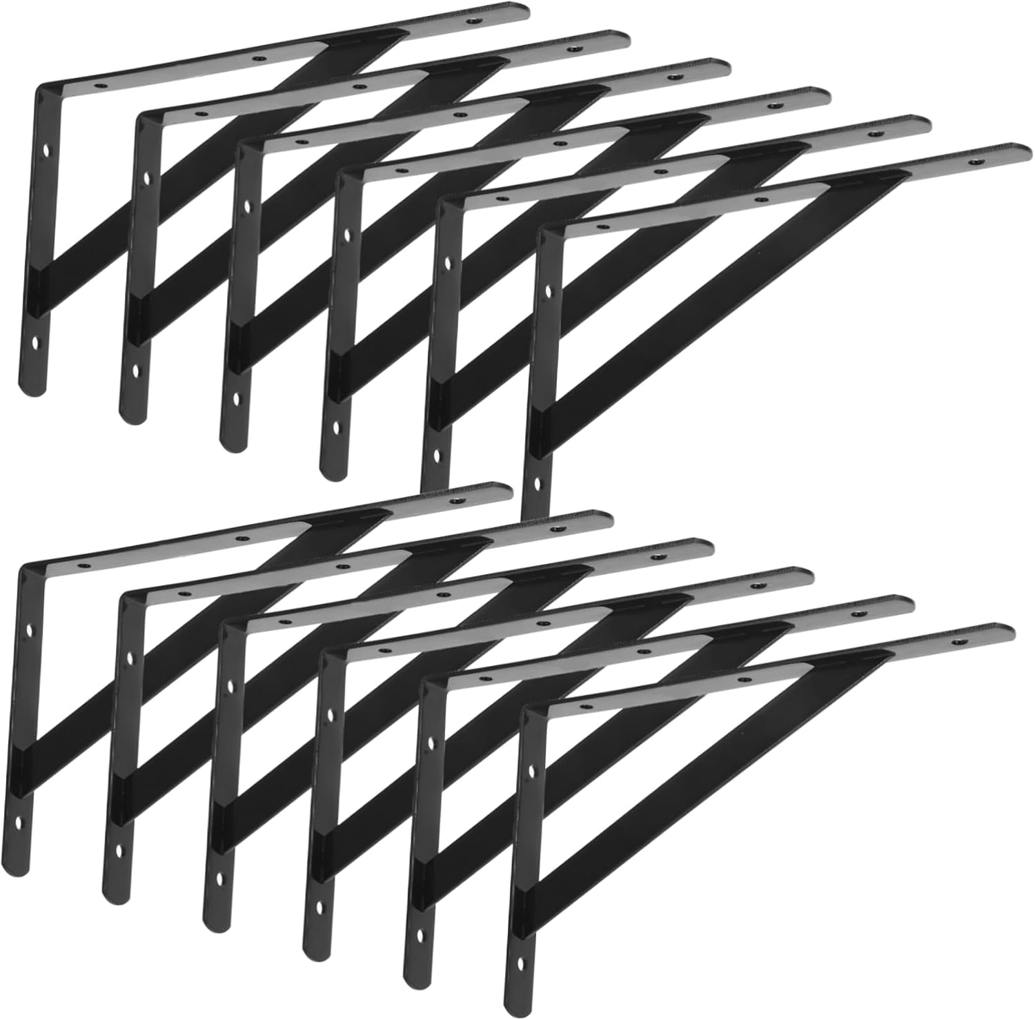 Veemoon 12pcs Heavy Duty Iron Shelf Brackets Wall-Mounted Metal Brackets for Shelves Space-Saving Hardware