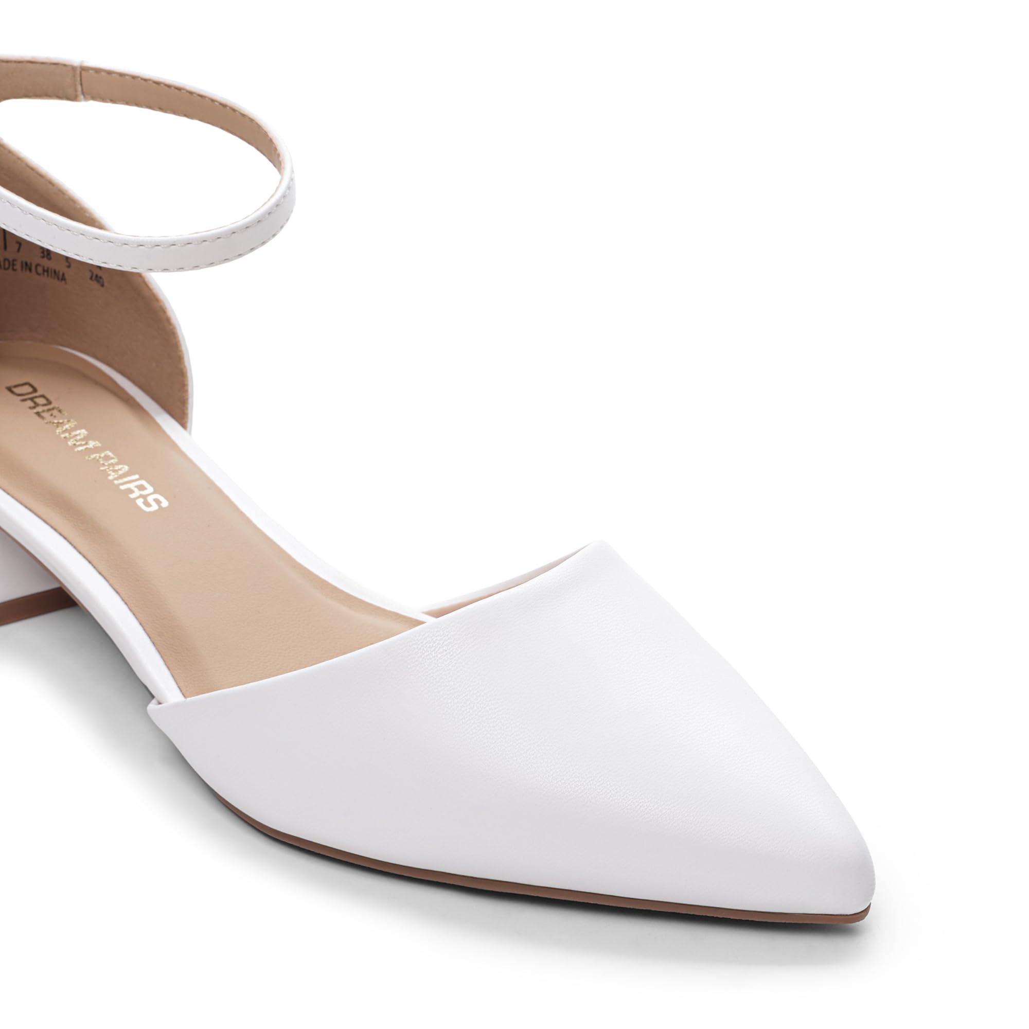 DREAM PAIRS Scarpe con Tacco Basso da Donna - Décolleté Chiusi Punta Affilata, Eleganti Comode Casual Ballerine con Cinturino alla Caviglia