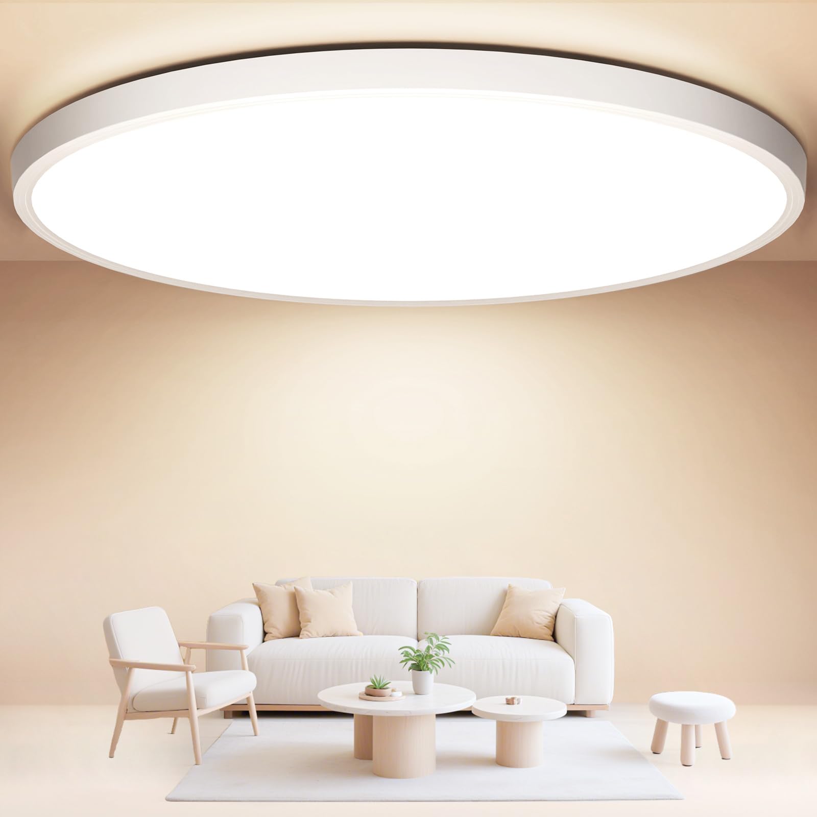Ø40cm Plafoniera LED da Soffitto, 4000LM Lampade da Soffitto 36W Ultra-Sottile Lampadario Moderni Rotonda Plafoniere per Soggiorno IP44 Impermeabile Plafon per Bagno, Cucina, Camera da Letto