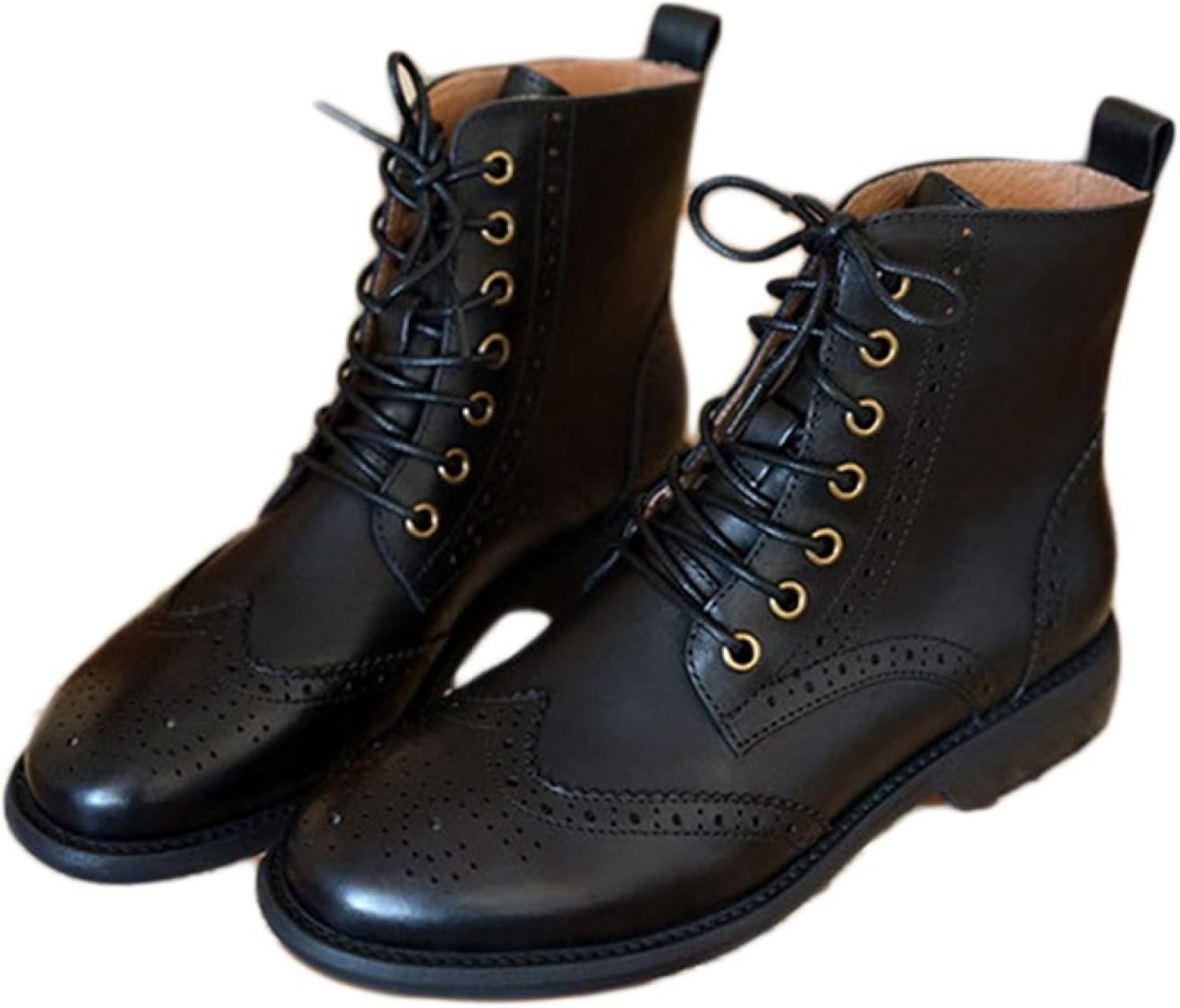Yj6x レディース ブーツ ショートブーツ 本革 レースアップブーツ 靴 袴 黒 編み上げブーツ ウイングチップ 太ヒール ワークブーツ 紐 大きいサイズ 痛くない 袴ブーツ レディース靴 ローヒール ショート丈 オックスフォード 宅配便送料無料