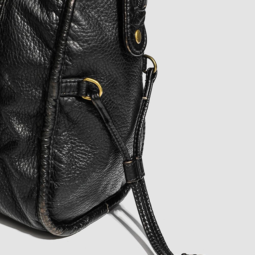 GSenhui Nieten Tragetasche Damen Groß Slouchy Handtasche Vintage Tasche Gross City Tote Bag Y2k Schultertasche Punk-stil Ledertasche Schwarz