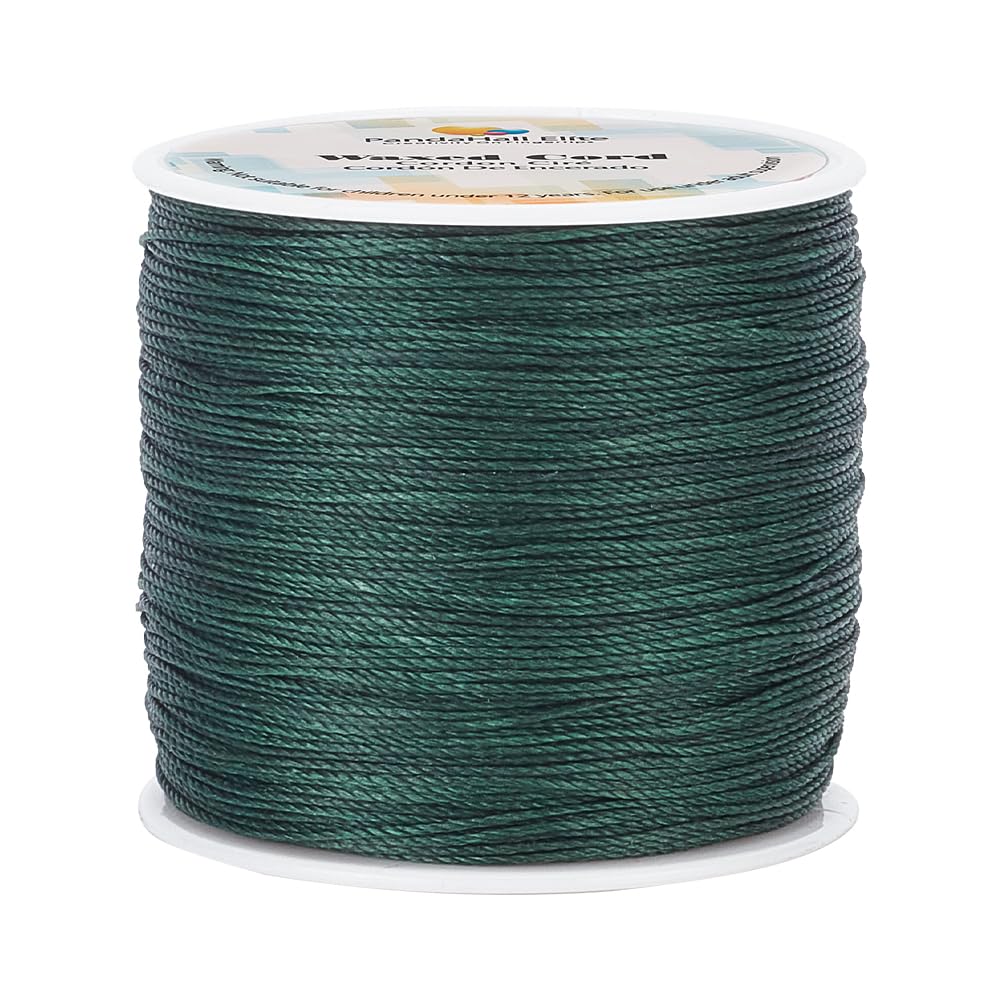PH PandaHall 115 Yards 0.5mm Dark Green Waxed Polyester Thread Beading String Twine Cord for DIY Bracelet Necklaces Waist Beads Jewelry Making Macrame Sewing Project