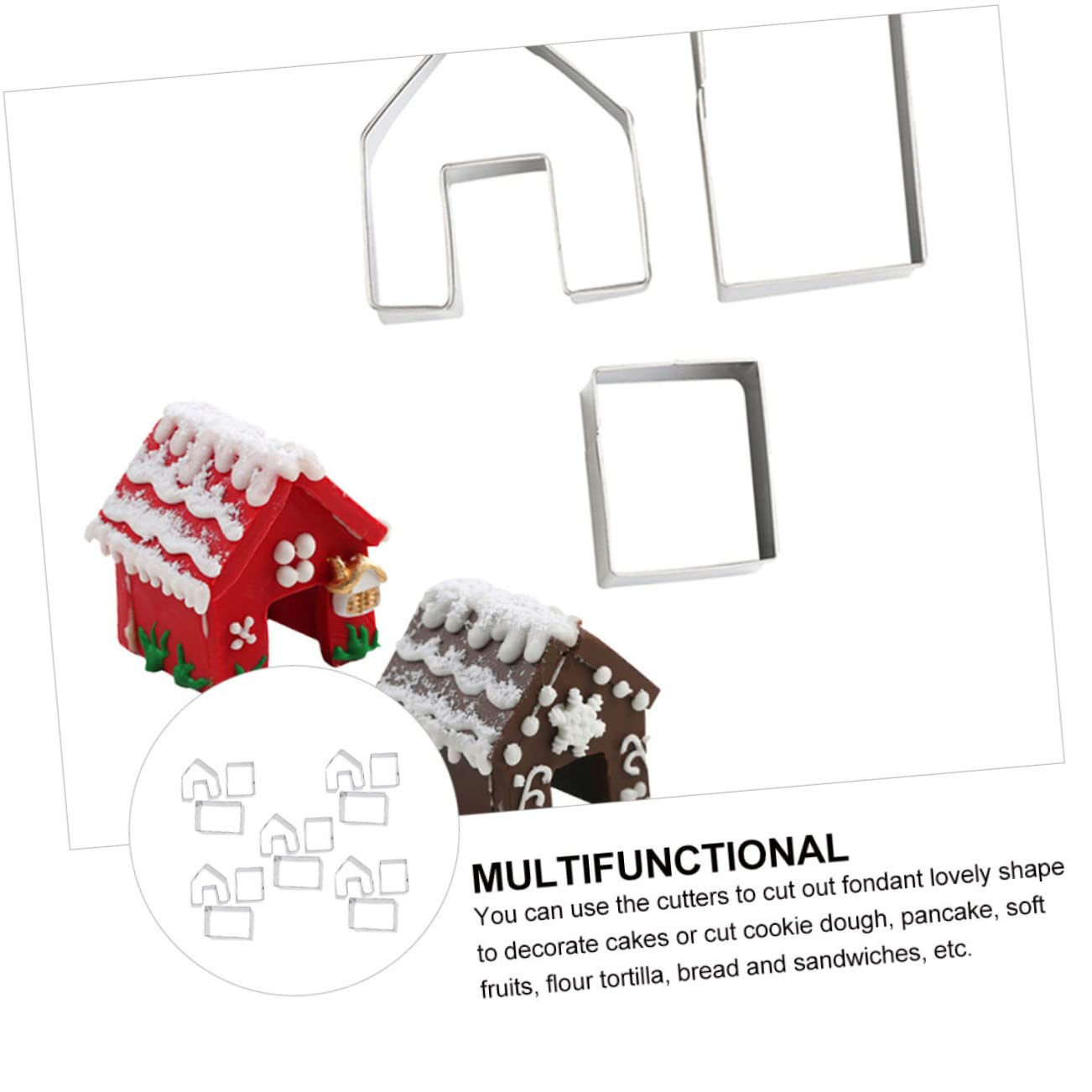 5juegos Molde para Pastel de Navidad Molde para Galletas Forma de Casa de Jengibre Cortador de Galletas Navideño Herramienta de Hornear para Fiestas