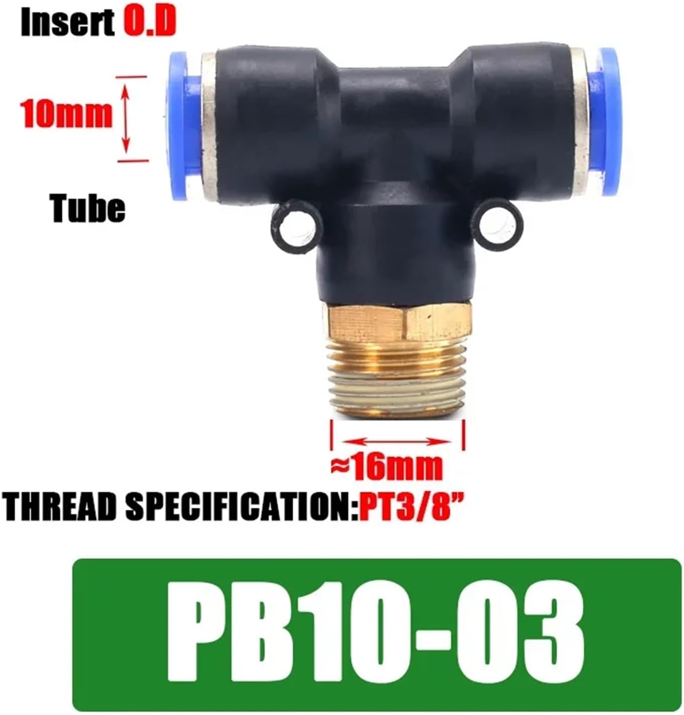PB Pneumatic Fitting Pipe Hose Tube 4mm 6mm 8mm 10mm 12mm OD Push In Air Connector 1/8 1/4 3/8 1/2 Thread Hose Quick Connector (Color : PB10-03, Size : 50 PCS)