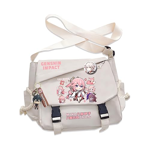 Dalicoter Genshin Impact Handbag Furina Crossbody Bag Single Shoulder Bag Adult Anime 3D Print Backpack White Bag - Yae Miko - One Size