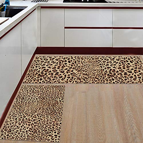 Animal Print Kitchen Mats For Floor Cushioned Anti Fatigue 2 Piece Set Kitchen Runner Rugs Non Skid Washable Sexy Leopard Print #TOP1