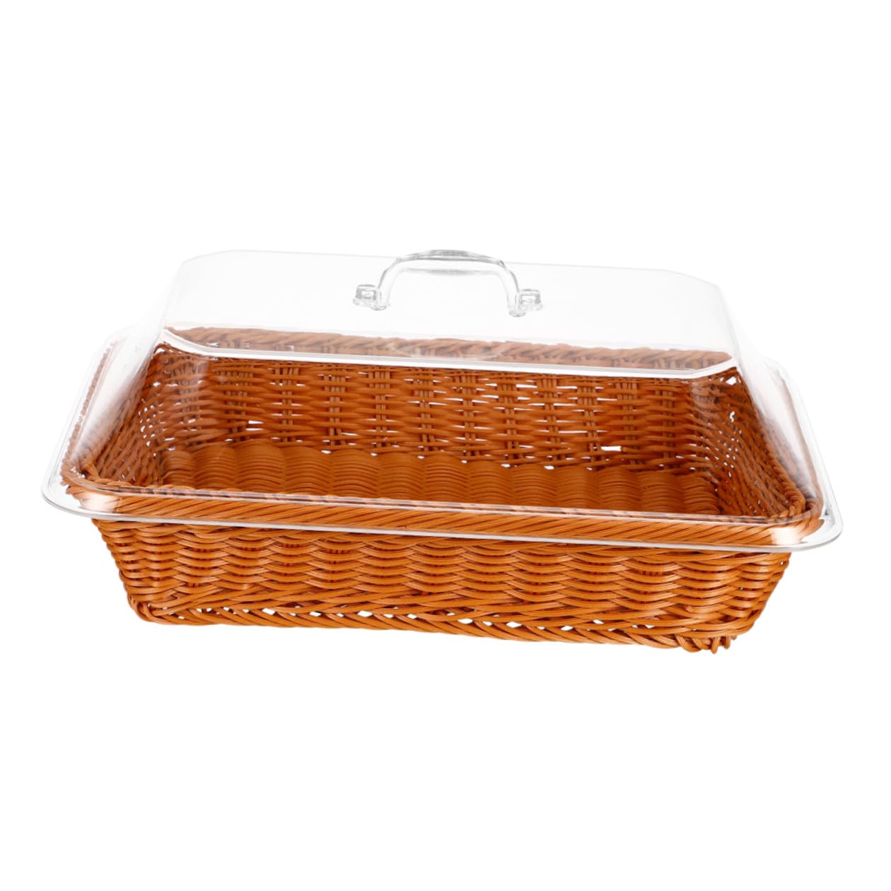 Cesta de almacenamiento de ratán tejida a mano con tapa y asa portátil