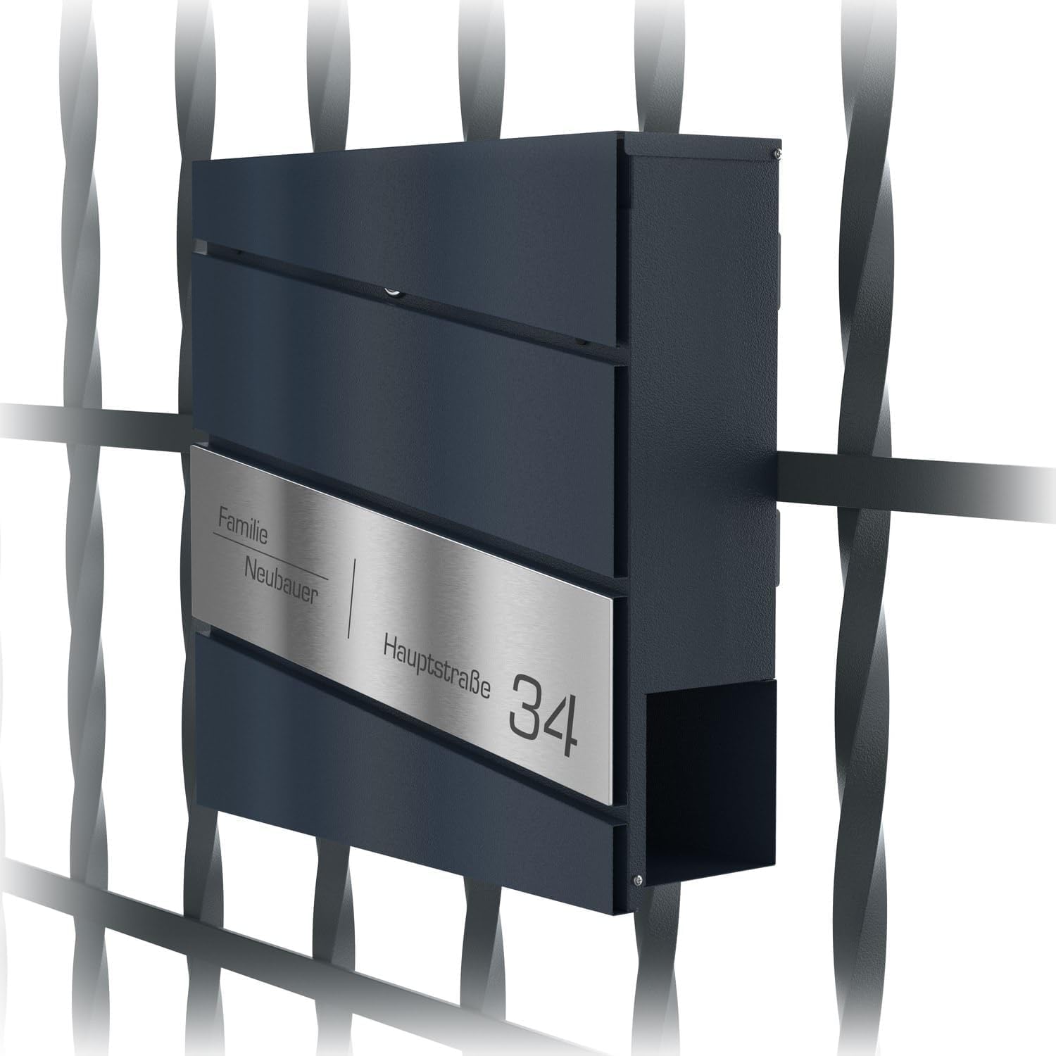 Boîte aux lettres avec support de clôture en acier anthracite RAL 7016 personnalisable