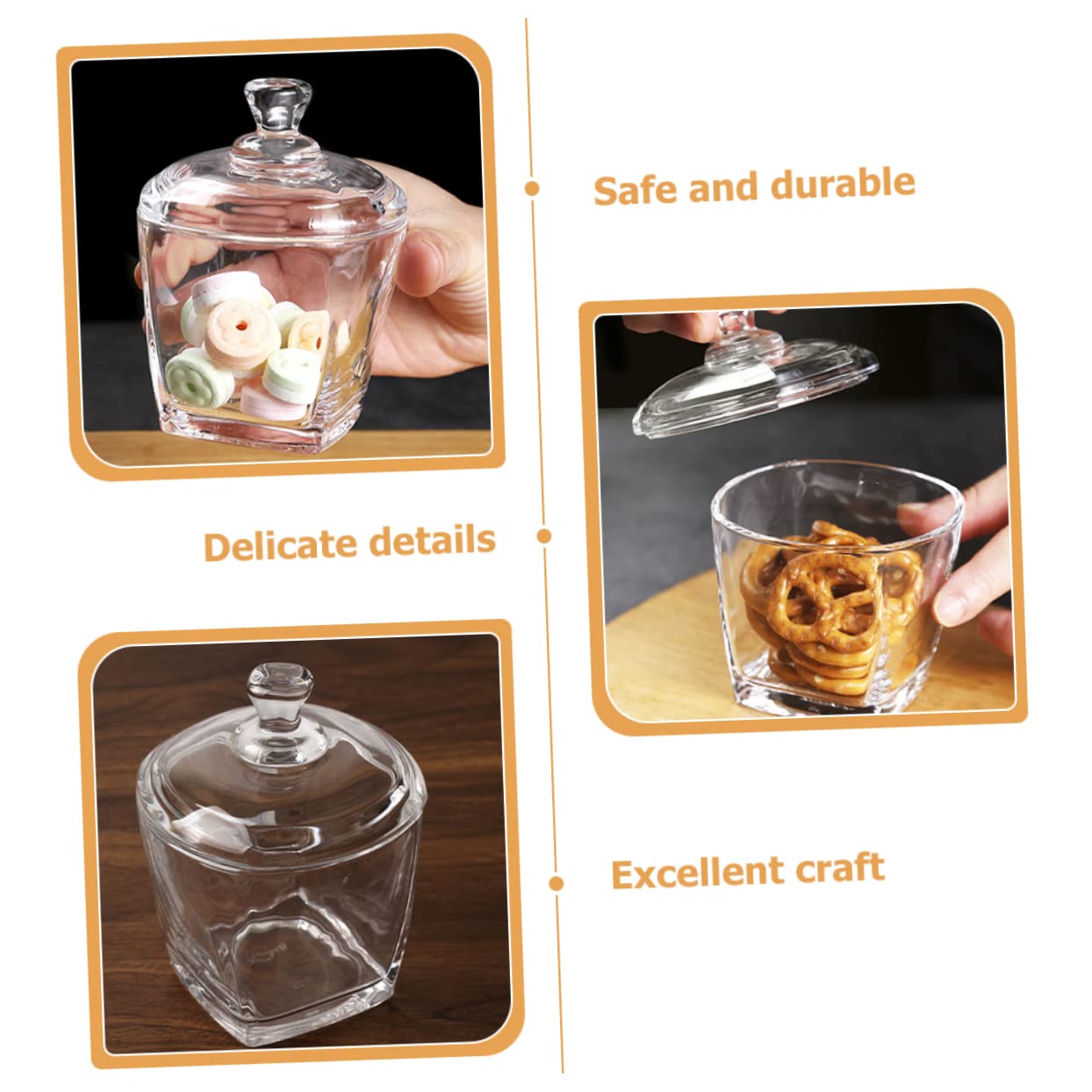SECFOU Glas Snackbehälter Mit Deckel 260 Ml Klarglas Vorratsglas Luftdicht Teedose Süßigkeitendose