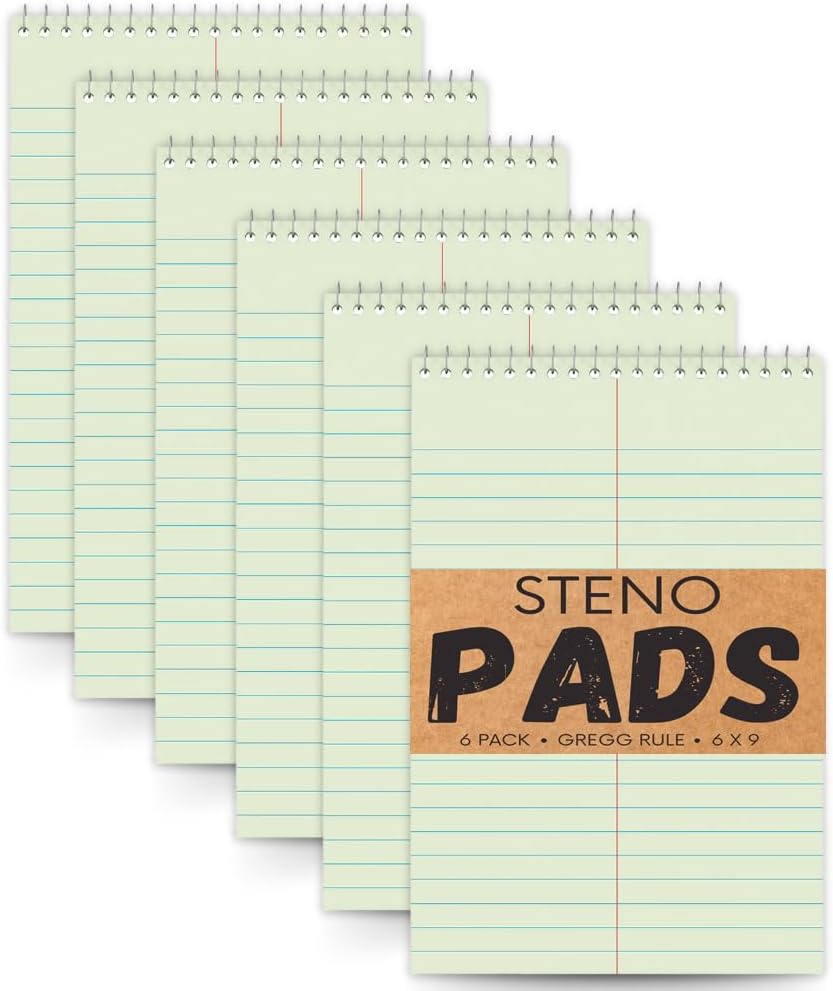 1InTheOffice Steno Pads 6x9, Steno Pads, Spiral Steno Pads