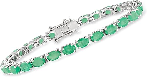 Ross-Simons 11.00 ct. t.w. Emerald Tennis Bracelet in Sterling Silver