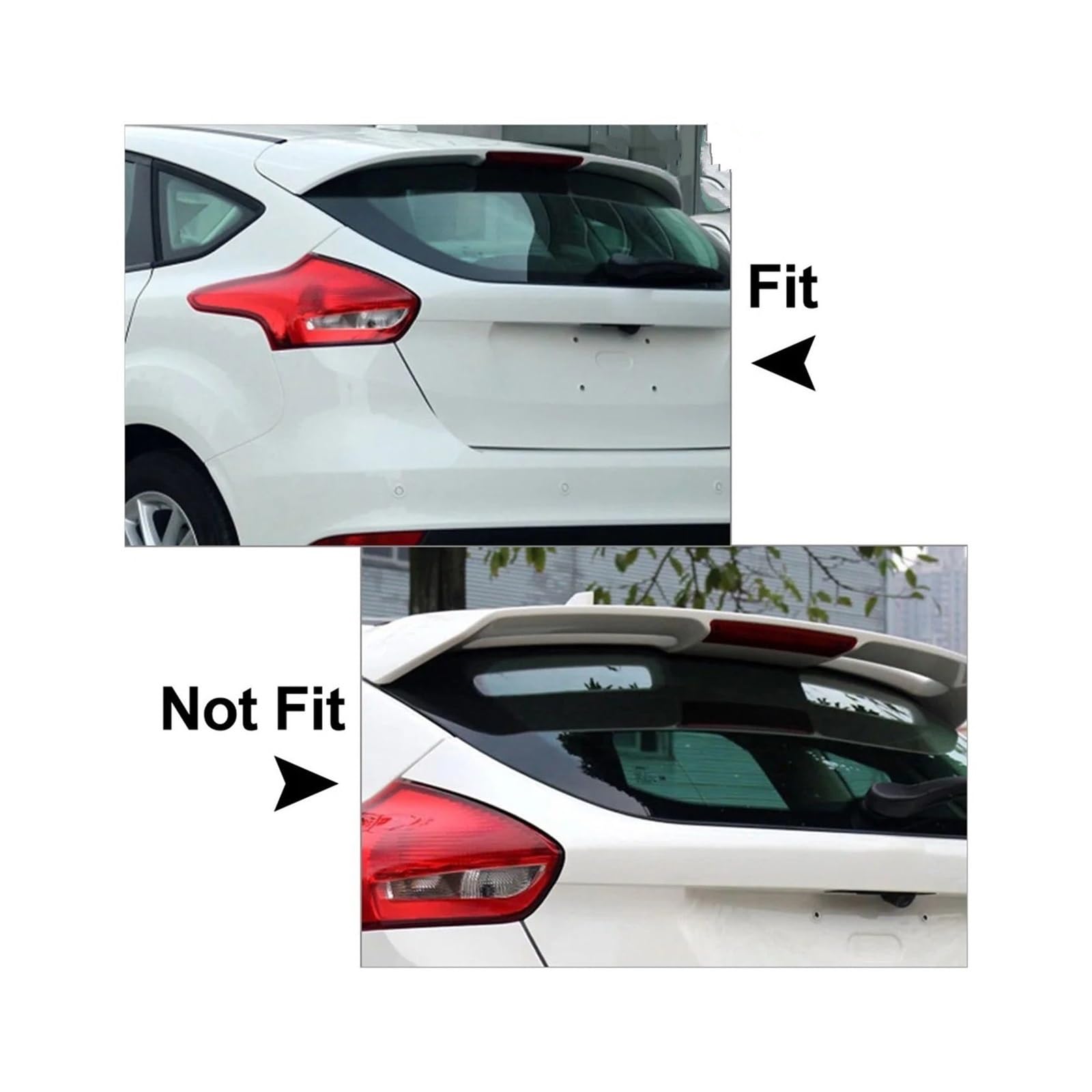 Osłona na tylny spojler szyby, ozdobna, Compatible With Forda Focusa Hatchback 2014-2018, błyszcząca, czarna, boczna szyba