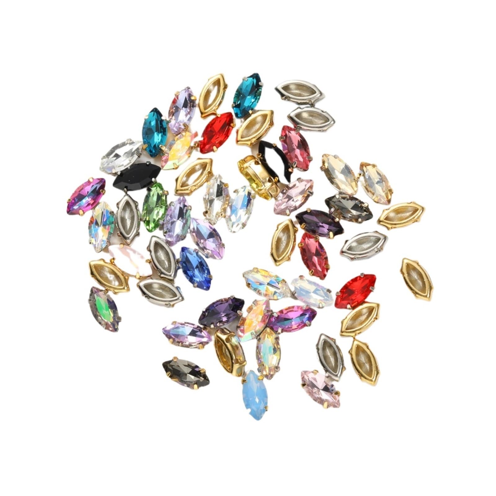 7 x 15 mm akcesoria do szycia, stras z pazurem, szklane, kryształ górski, kryształowe koraliki do produkcji biżuterii (Pacific Opal, 7 x 15 mm, 10 szt.)