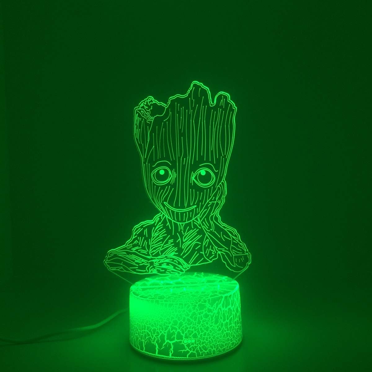 Novelty Groot Baby 3D Lamp Illusion LED USB Lamp Touch RGB 7 Color Touch Changing Table Night Light,Bedside Decoration LED Lamp Birthday Xmas Gift for Boys Girls Kids