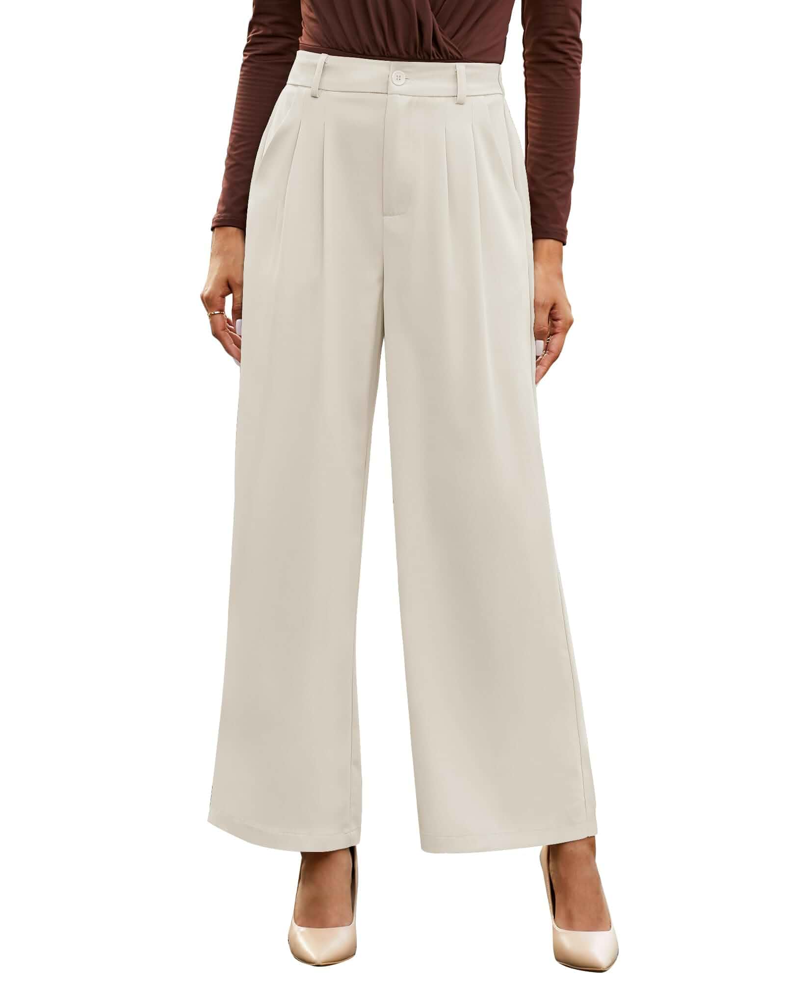 GRAPENT Wide Leg Pants for Women Work Business Casual High Waisted Dressy Pants Flowy Trousers Office