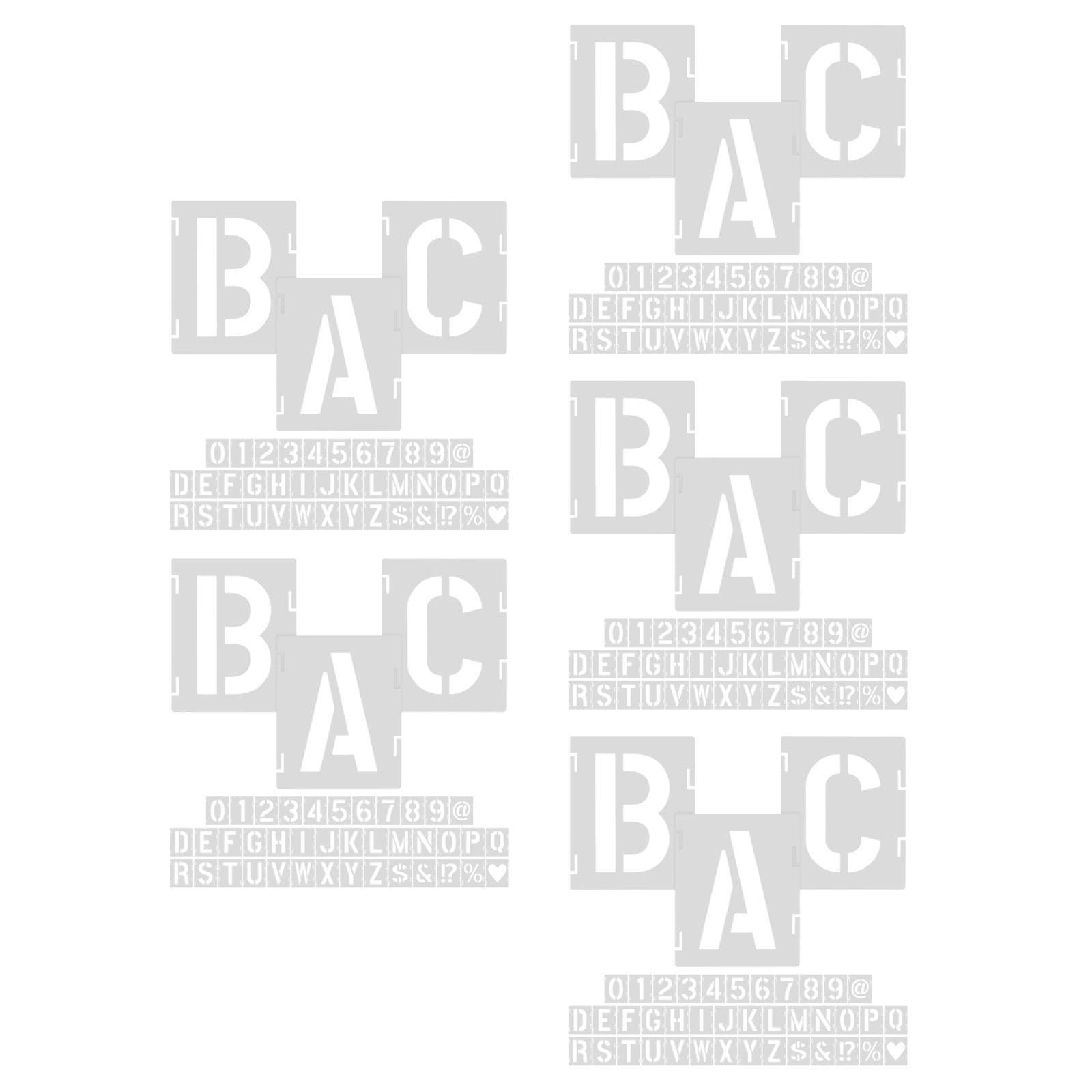 5 Ensembles Pochoirs de Peinture Lettres Creuses Pet Kit Réutilisable pour Diy Grands Modèles et Résistants pour Décoration Artistique