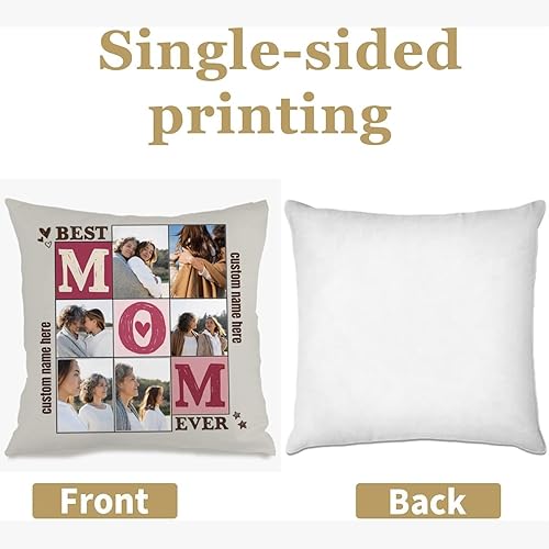 Miniatura 2 de Custom Pillow Case with 6 Photos and Personalized Text for Mom, Soft Decorative Cushion Cover That Becomes a Heartfelt Gift for Mothers Day Birthday
