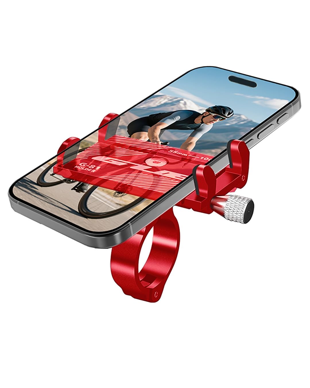 Aluminium Alloy Bike Mobile Holder, Anti-Vibration Motorcycle Mountain, Mountain Bike Accessories Compatible with iPhone, Motorola, Xiaomi, Samsung, Huawei and Other Devices — view 9
