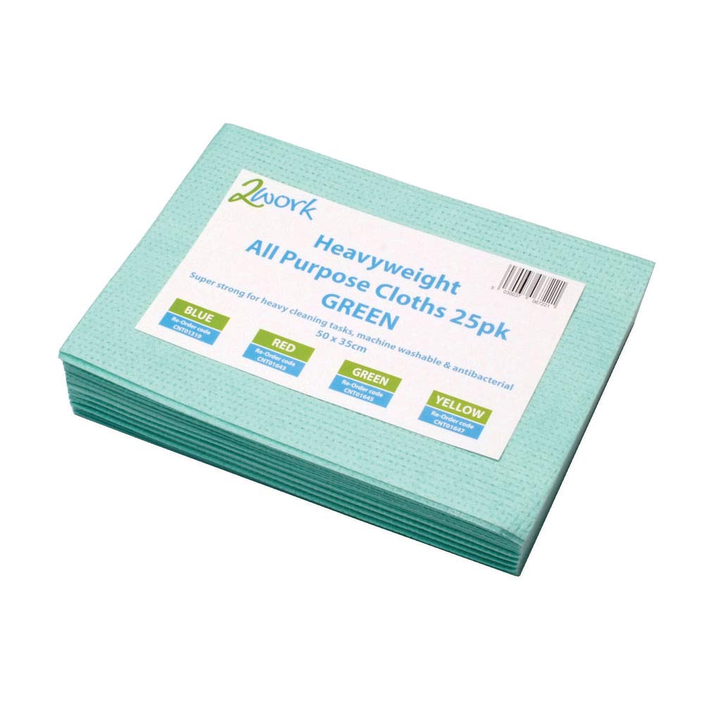 2Work Heavyweight Cloth 400x400mm Green (25 Pack) 103278