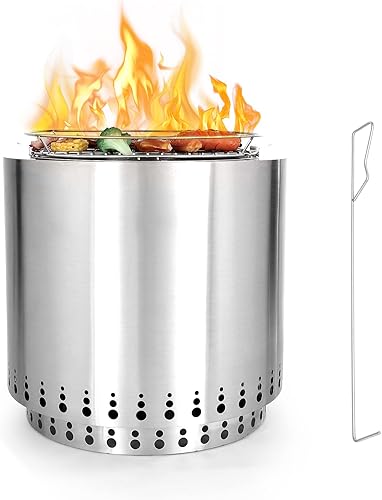 MFSTUDIO Pozo de fuego retro para exteriores, fogatas de leña portátil plegable de 26 pulgadas con acero resistente, cubierta protectora para