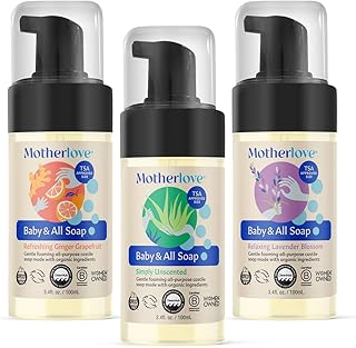 Motherlove Organic Travel Foaming Castile Soap: Gentle All-Purpose Baby & All Variety Pack